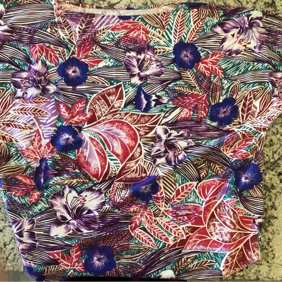 Hand Sewn Short Sleeve Cotton Knit Blouse Plus Size 3x Floral Multicolor GUC - Picture 7 of 9